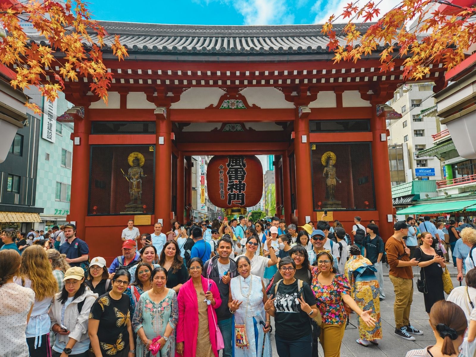 Itinerary Japan Vegan Tour in Autumn Vegan travel group visiting Sensō-ji Temple in Tokyo, Japan
