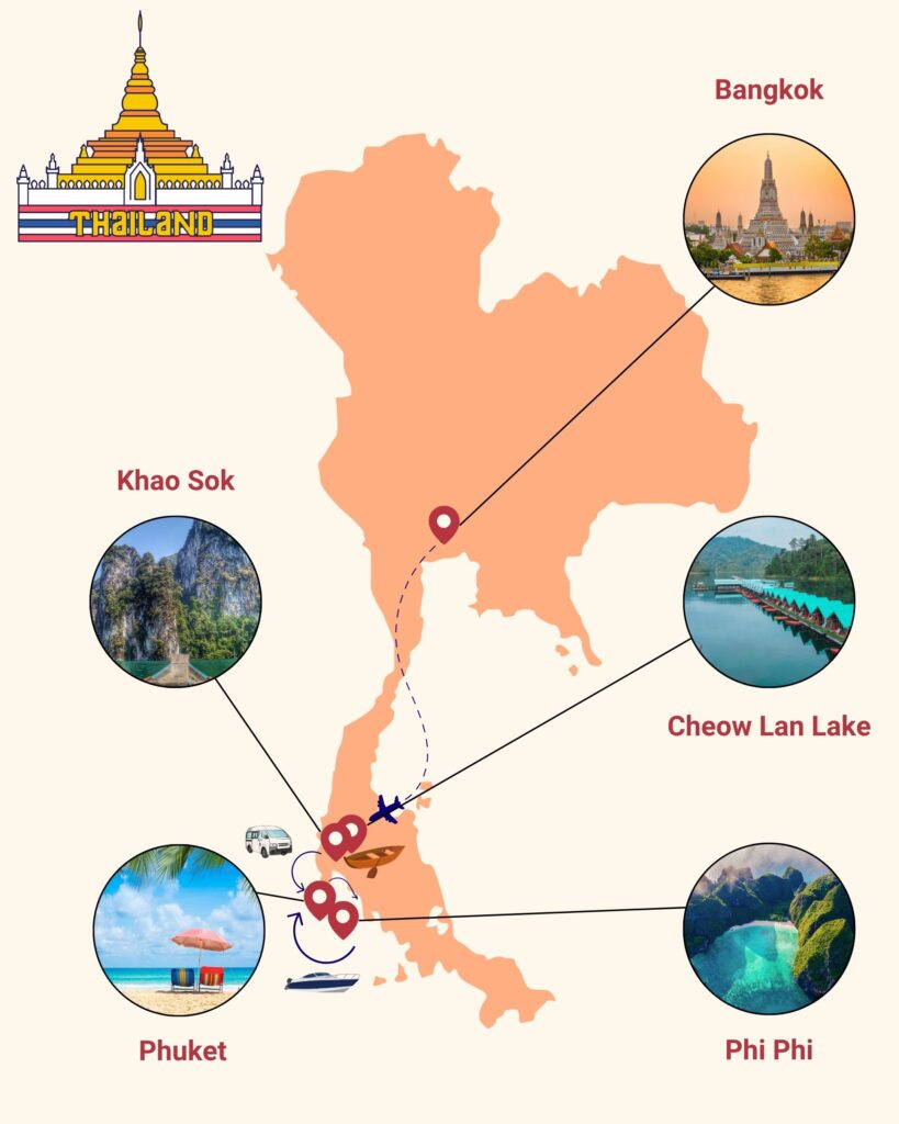 Map of the Thailand Vegetarian Festival itinerary