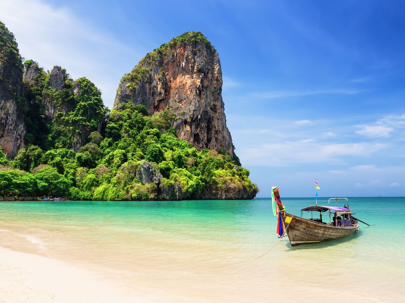 Itinerary Thailand Vegetarian Festival Tropical beach and limestone cliffs in Krabi, Thailand