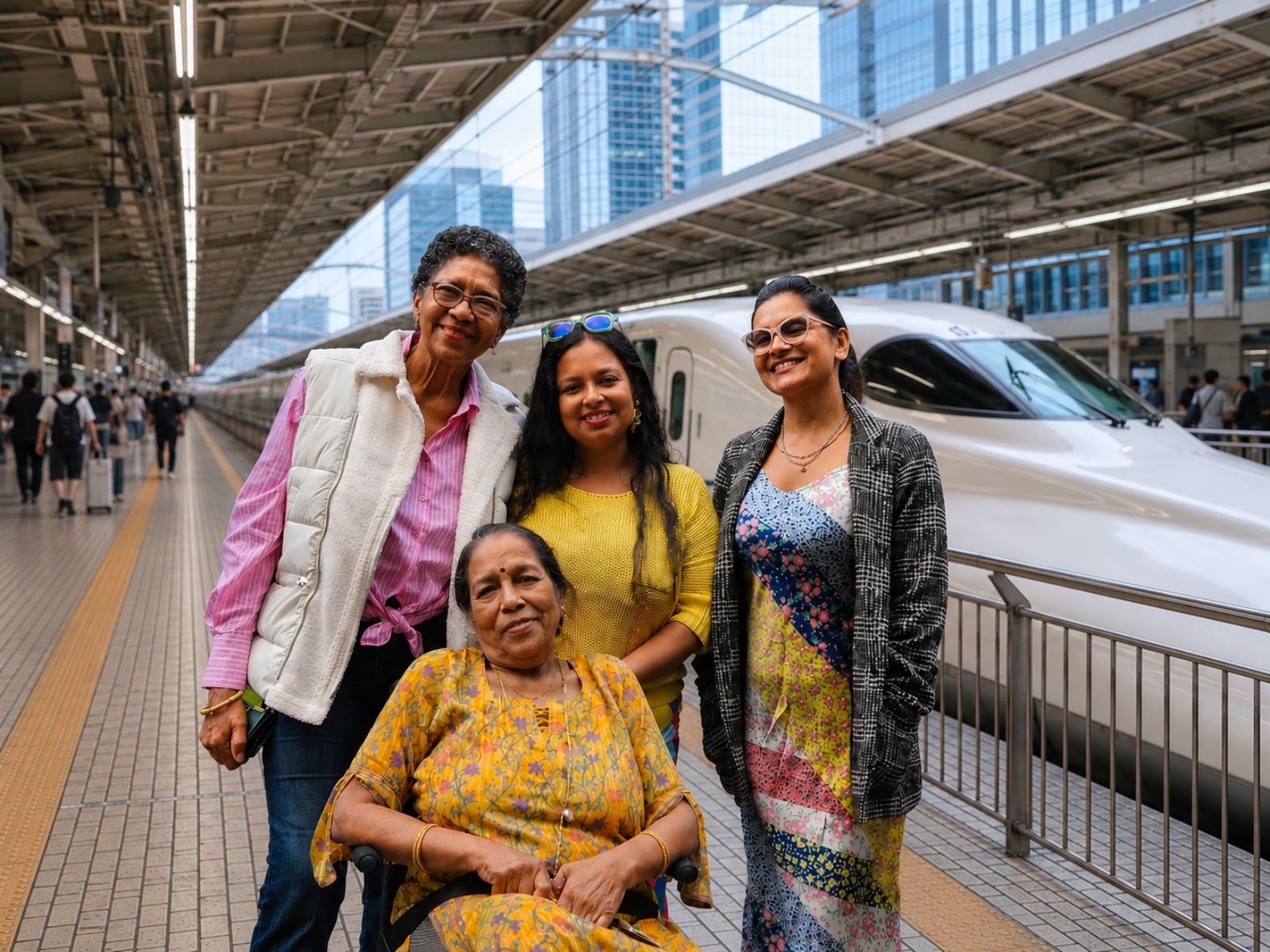 Itinerary Japan Vegan Tour in Autumn Travellers boarding a Japanese bullet train