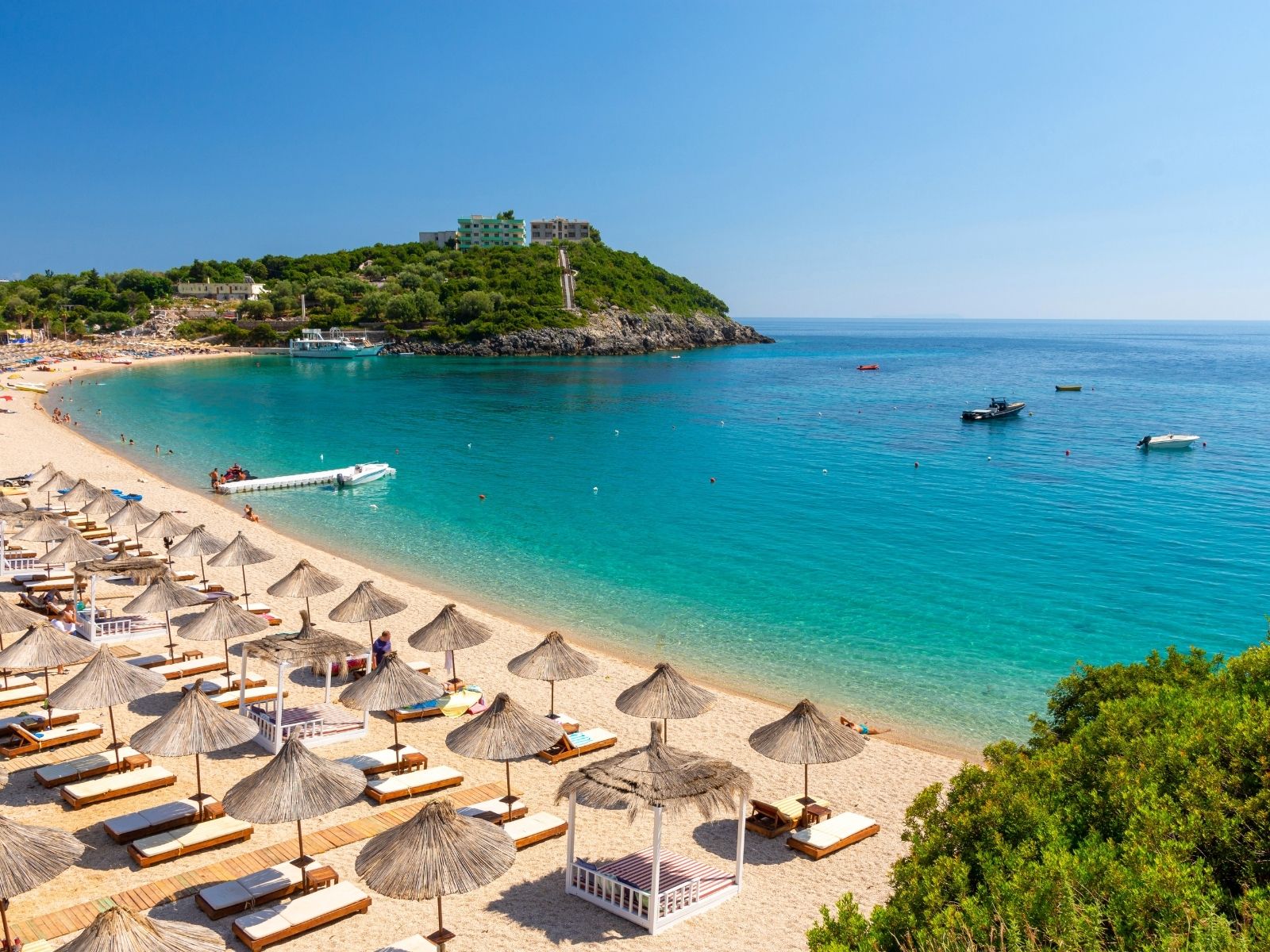 Crystal-clear beach and turquoise waters on the Albanian Riviera