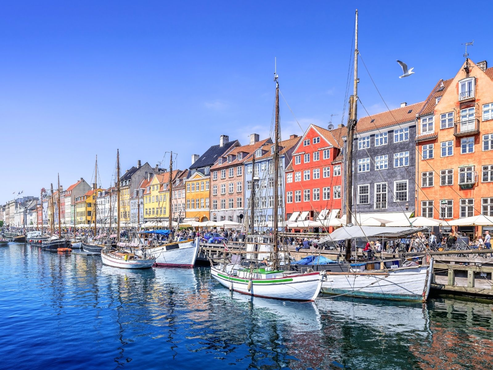 Colourful waterfront and Nyhavn Harbour in Copenhagen, Denmark