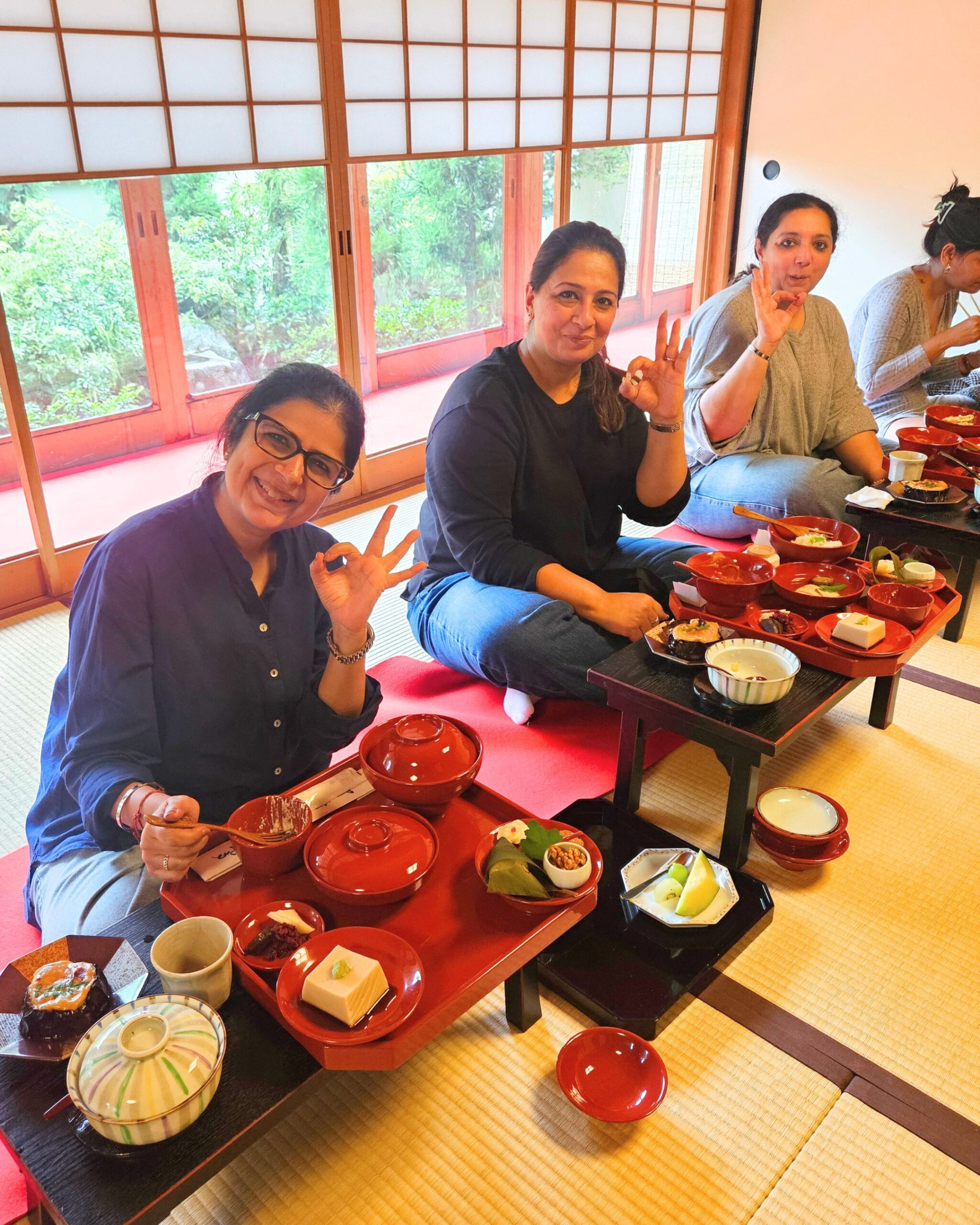 About Us Guests enjoying a traditional vegan Japanese dining experience