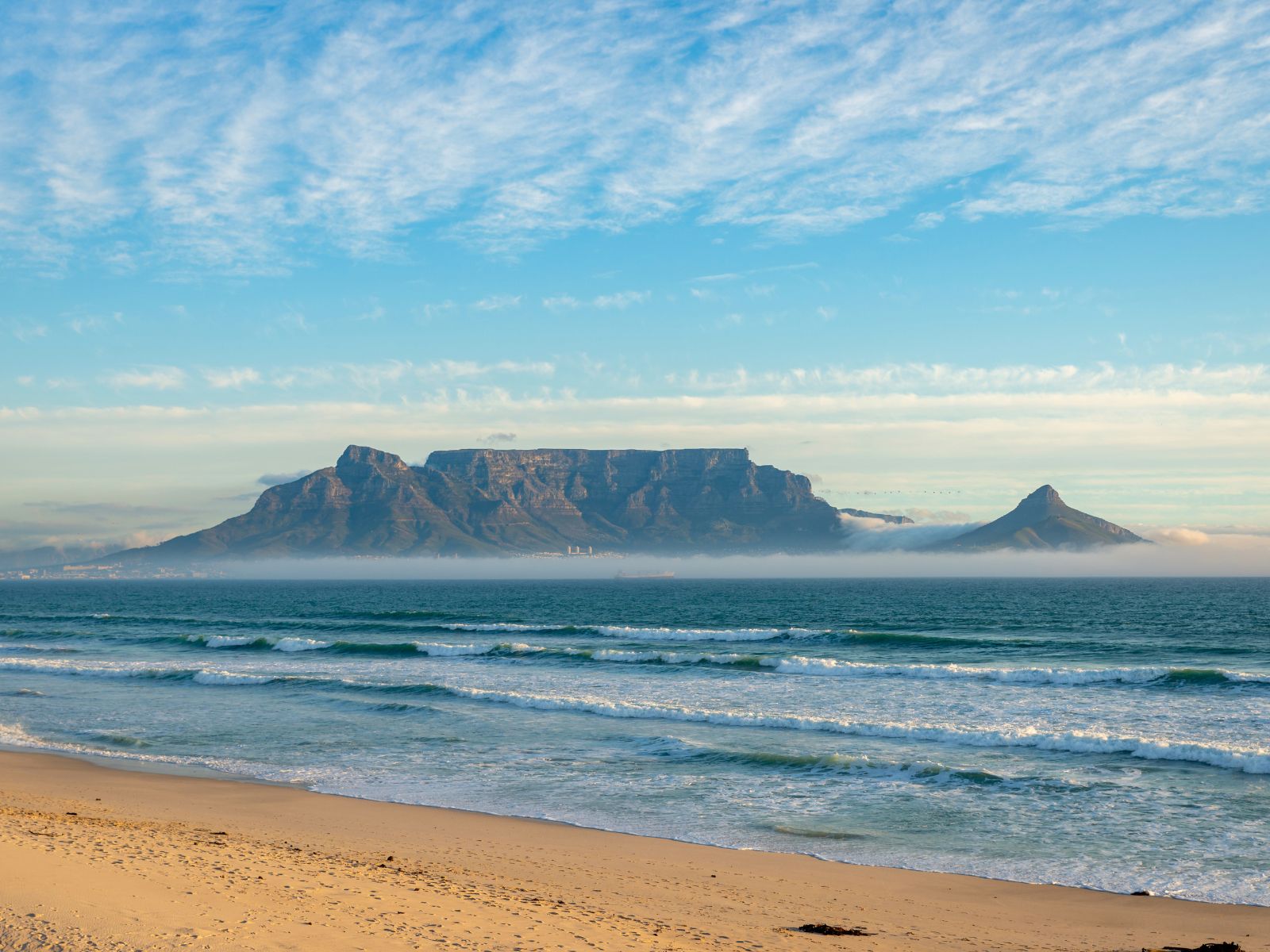 Itinerary South Africa Vegan Safari Table Mountain and Lion’s Head overlooking the Atlantic Ocean and coastline in Cape Town, South Africa