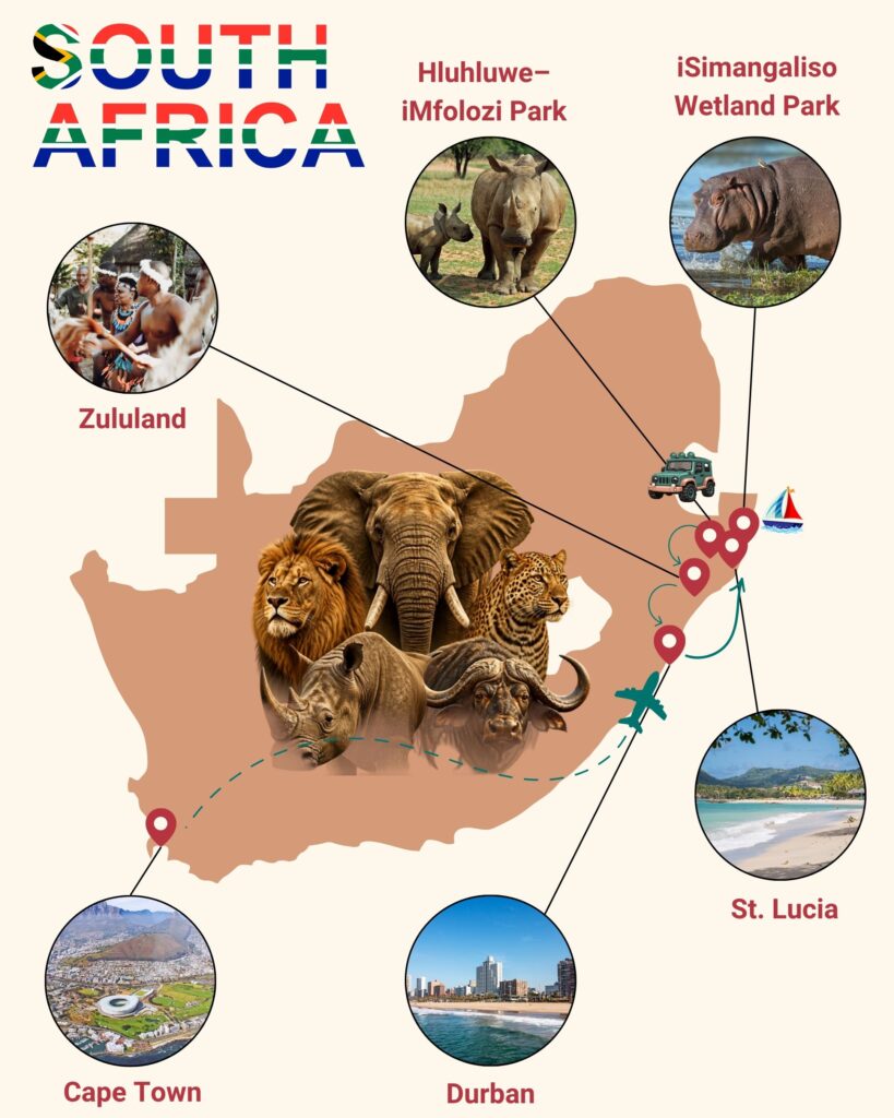 Map of South Africa Ubuntu Vegan Itinerary